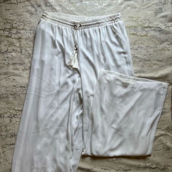 Nordstrom NY Collection NWT white wide leg layered pant - Picture 1 of 10